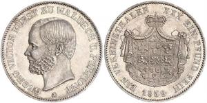 1 Thaler Waldeck (state) (1180 - 1918) Silver George Victor, Prince of Waldeck and Pyrmont (1831 - 1893)