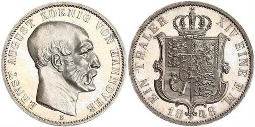 1 Thaler Duchy of Brunswick (1815 - 1918)  Ernst I, Duke of Saxe-Altenburg (1826 - 1908)