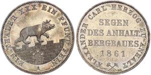 1 Thaler Anhalt-Bernburg (1603 - 1863) 銀 Alexander Karl, Duke of Anhalt-Bernburg (1805 – 1863)