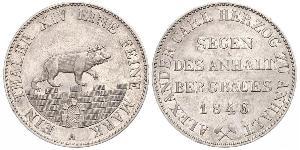 1 Thaler Anhalt-Bernburg (1603 - 1863) 銀 Alexander Karl, Duke of Anhalt-Bernburg (1805 – 1863)