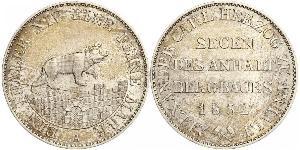 1 Thaler Anhalt-Bernburg (1603 - 1863) 銀 Alexander Karl, Duke of Anhalt-Bernburg (1805 – 1863)