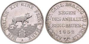 1 Thaler Anhalt-Bernburg (1603 - 1863) 銀 Alexander Karl, Duke of Anhalt-Bernburg (1805 – 1863)