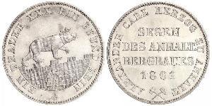 1 Thaler Anhalt-Bernburg (1603 - 1863) 銀 Alexander Karl, Duke of Anhalt-Bernburg (1805 – 1863)