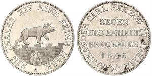 1 Thaler Anhalt-Bernburg (1603 - 1863) 銀 Alexander Karl, Duke of Anhalt-Bernburg (1805 – 1863)