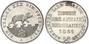 1 Thaler Anhalt-Bernburg (1603 - 1863) 銀 Alexander Karl, Duke of Anhalt-Bernburg (1805 – 1863)