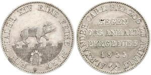 1 Thaler Anhalt-Bernburg (1603 - 1863) 銀 Alexander Karl, Duke of Anhalt-Bernburg (1805 – 1863)