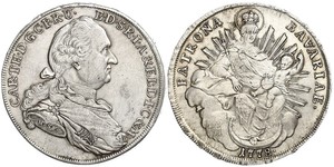 1 Thaler Electorate of Bavaria (1623 - 1806) 銀 卡爾·泰奧多爾 (1724 - 1799)