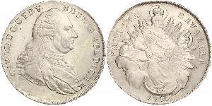 1 Thaler Electorate of Bavaria (1623 - 1806) 銀 卡爾·泰奧多爾 (1724 - 1799)