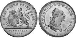 1 Thaler Principality of Ansbach (1398–1792) 銀 Charles Alexander, Margrave of Brandenburg-Ansbach (1736 – 1806)