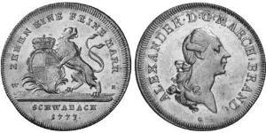 1 Thaler Principality of Ansbach (1398–1792) 銀 Charles Alexander, Margrave of Brandenburg-Ansbach (1736 – 1806)
