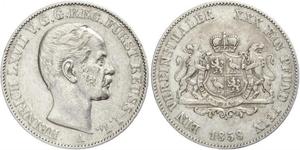 1 Thaler Principality of Reuss-Greiz (1778 - 1918) 銀 亨利六十七世 (羅伊斯幼系)