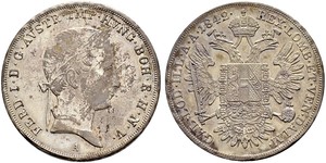 1 Thaler 奧地利帝國 (1804 - 1867) 銀 Ferdinand I of Austria (1793 - 1875)