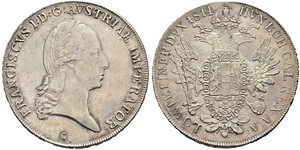 1 Thaler 奧地利帝國 (1804 - 1867) 銀 弗朗茨二世 (神圣罗马帝国) (1768 - 1835)