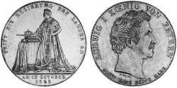 1 Thaler 巴伐利亞王國 (1806 - 1918) 銀 路德维希一世 (巴伐利亚)