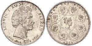 1 Thaler 巴伐利亞王國 (1806 - 1918) 銀 路德维希一世 (巴伐利亚)