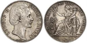 1 Thaler 巴伐利亞王國 (1806 - 1918) 銀 路德维希二世 (巴伐利亚)
