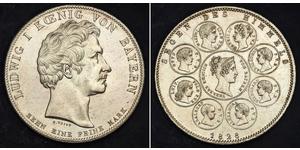 1 Thaler 巴伐利亞王國 (1806 - 1918) 銀 路德维希一世 (巴伐利亚)