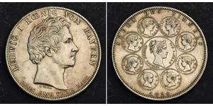 1 Thaler 巴伐利亞王國 (1806 - 1918) 銀 路德维希一世 (巴伐利亚)