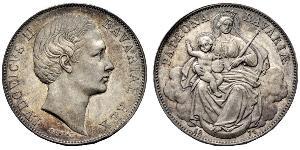 1 Thaler 巴伐利亞王國 (1806 - 1918) 銀 路德维希二世 (巴伐利亚)
