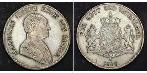 1 Thaler 巴伐利亞王國 (1806 - 1918) 銀 马克西米利安一世 (巴伐利亚国王) (1756 - 1825)