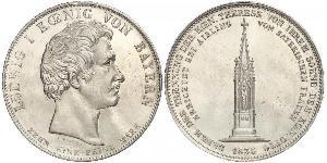 1 Thaler 巴伐利亞王國 (1806 - 1918) 銀 路德维希一世 (巴伐利亚)