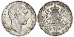 1 Thaler 巴伐利亞王國 (1806 - 1918) 銀 马克西米利安二世 (巴伐利亚国王)