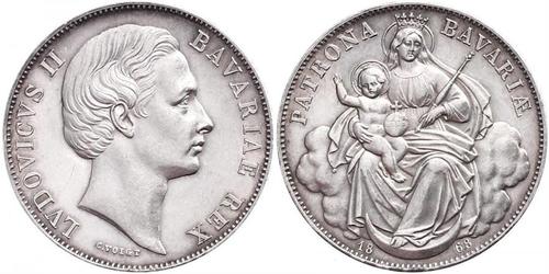 1 Thaler 巴伐利亞王國 (1806 - 1918) 銀 路德维希二世 (巴伐利亚)