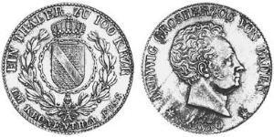 1 Thaler 巴登大公國 (1806 - 1918) 銀 路德维希一世 (巴登)