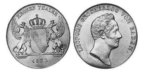 1 Thaler 巴登大公國 (1806 - 1918) 銀 