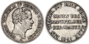 1 Thaler 普魯士王國 (1701 - 1918) 銀 腓特烈·威廉四世 (1795 - 1861)