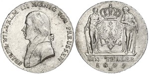 1 Thaler 普魯士王國 (1701 - 1918) 銀 腓特烈·威廉三世 (1770 -1840)