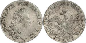 1 Thaler 普魯士王國 (1701 - 1918) 銀 腓特烈二世 (普鲁士) (1712 – 1786)