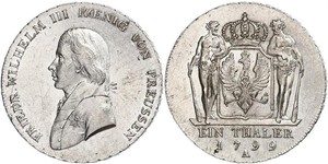 1 Thaler 普魯士王國 (1701 - 1918) 銀 腓特烈·威廉三世 (1770 -1840)