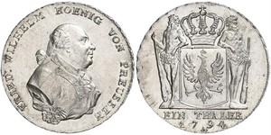 1 Thaler 普魯士王國 (1701 - 1918) 銀 腓特烈·威廉二世