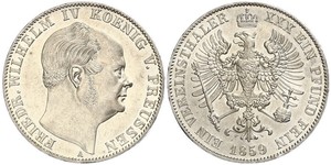 1 Thaler 普魯士王國 (1701 - 1918) 銀 腓特烈·威廉四世 (1795 - 1861)