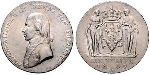 1 Thaler 普魯士王國 (1701 - 1918) 銀 腓特烈·威廉三世 (1770 -1840)