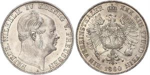 1 Thaler 普魯士王國 (1701 - 1918) 銀 腓特烈·威廉四世 (1795 - 1861)