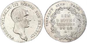 1 Thaler 普魯士王國 (1701 - 1918) 銀 腓特烈·威廉三世 (1770 -1840)