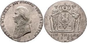 1 Thaler 普魯士王國 (1701 - 1918) 銀 腓特烈·威廉三世 (1770 -1840)