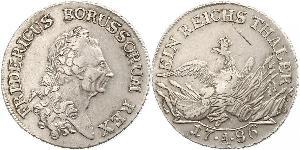 1 Thaler 普魯士王國 (1701 - 1918) 銀 腓特烈二世 (普鲁士) (1712 – 1786)