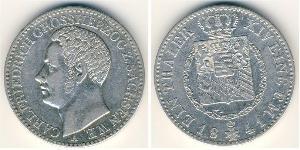1 Thaler 萨克森-魏玛-艾森纳赫 (1809 - 1918) 銀 卡尔·腓特烈 (萨克森-魏玛-艾森纳赫大公)