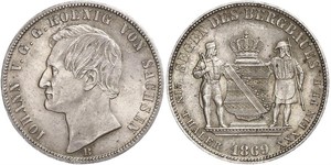 1 Thaler 萨克森王国 (1806 - 1918) 銀 约翰一世 (萨克森)