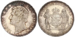 1 Thaler 萨克森王国 (1806 - 1918) 銀 约翰一世 (萨克森)