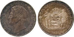 1 Thaler 萨克森王国 (1806 - 1918) 銀 约翰一世 (萨克森)