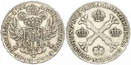 1 Thaler / 1 Krone Austrian Netherlands (1713-1795) Argent Maria Theresa of Austria (1717 - 1780)