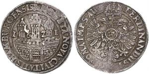 1 Thaler / 32 Shilling Hamburg Silver Ferdinand II, Holy Roman Emperor  (1578 -1637)