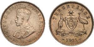 1 Threepence Australia (1788 - 1939) Argento Giorgio V (1865-1936)