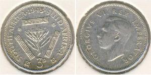 1 Threepence Sudafrica (1910 - ) Argento Giorgio VI (1895-1952)