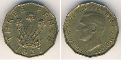 1 Threepence Royaume-Uni Laiton George VI (1895-1952)