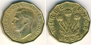1 Threepence Vereinigtes Königreich Messing Georg VI (1895-1952)